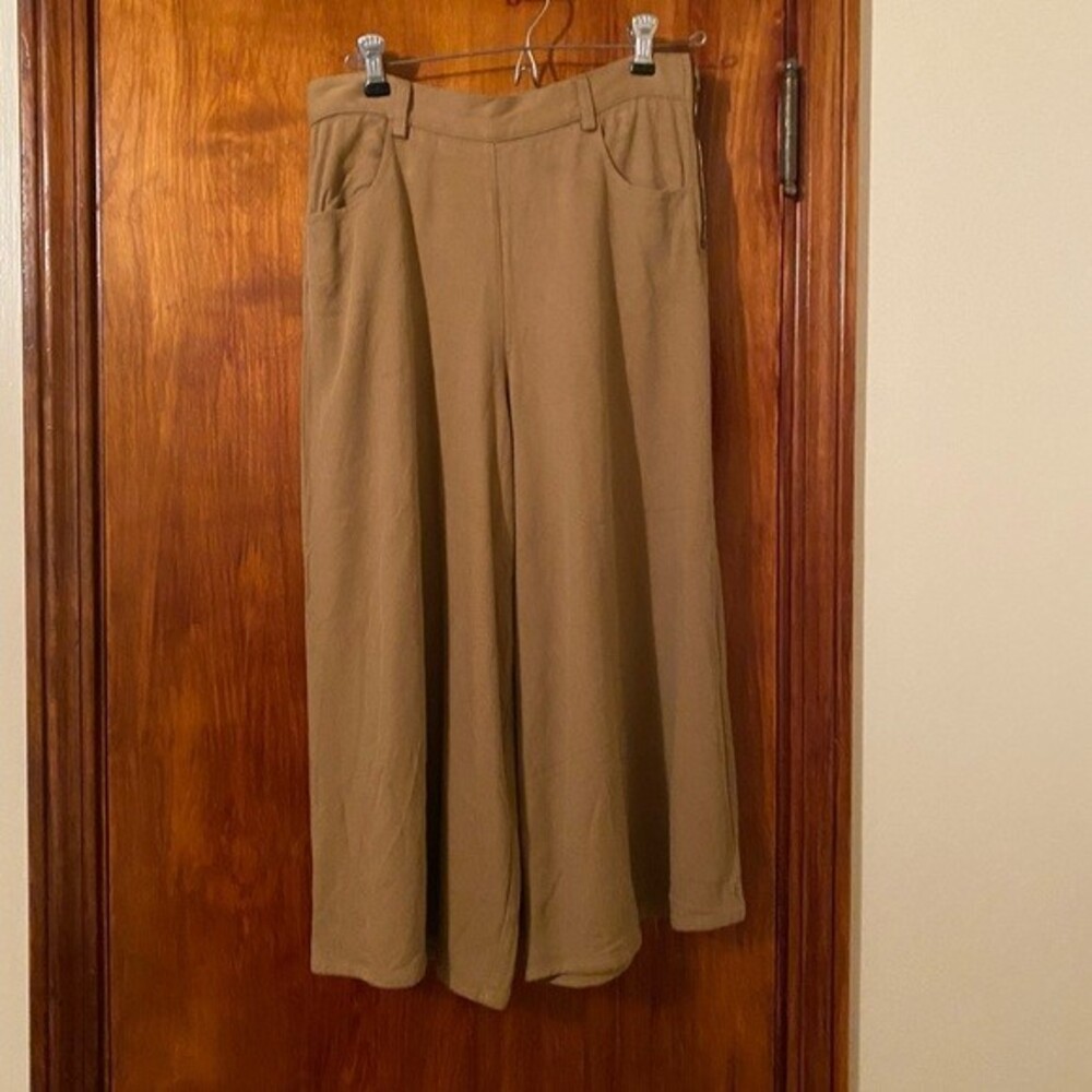 See by Chloe Pants Cinnamon Brown Wide Leg Cropped Culotte Minimalist Chic 38 - Picture 2 of 12